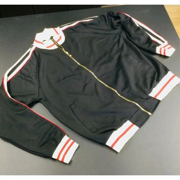 NWT G-Style Men's Black Tri-Tone Striped Front Zip Sports Track Jacket Size XL - Picture 3 of 10
